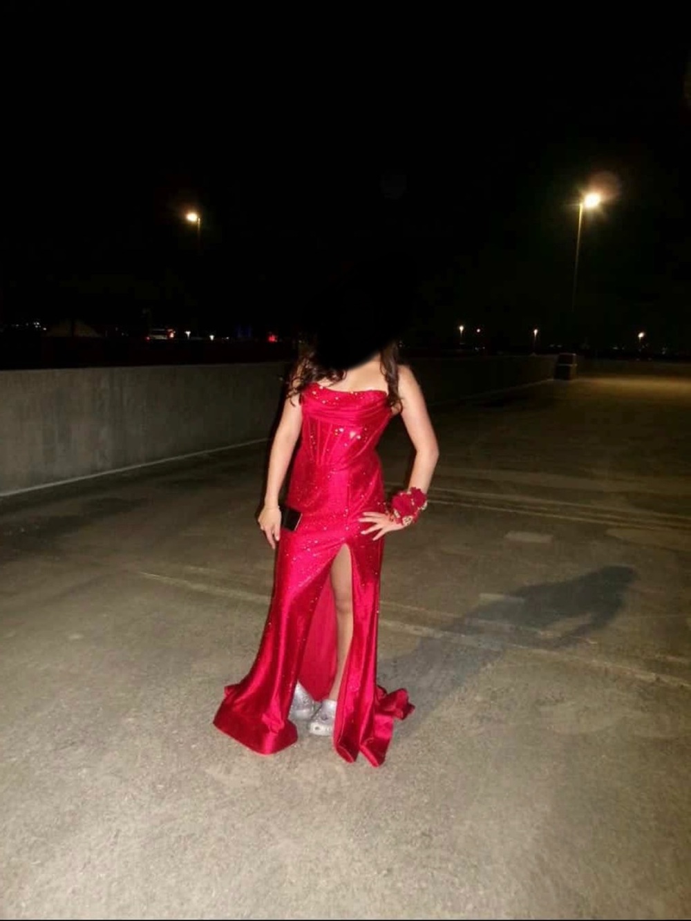 Strapless Red Prom Dress with Front Slit